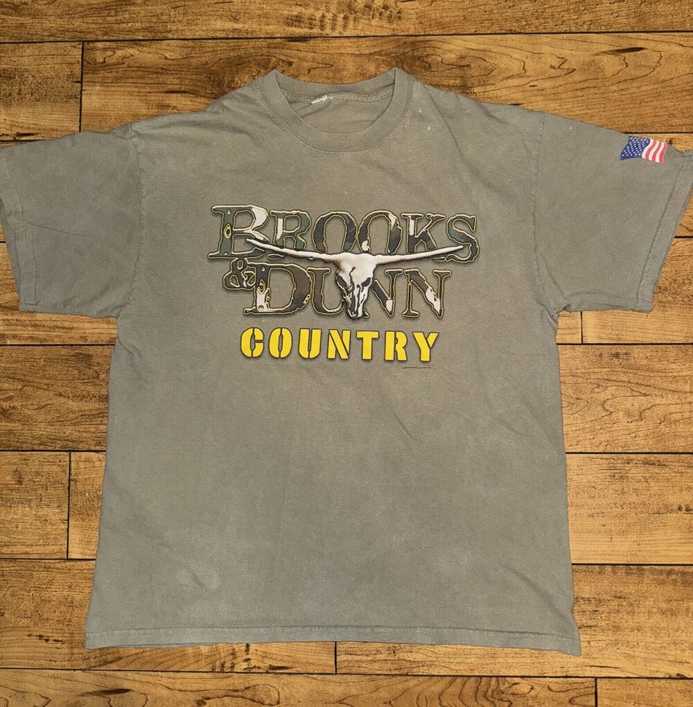 Brooks And Dunn Country Real Tree Olive Green 21x25 Large USA Camo Tee
